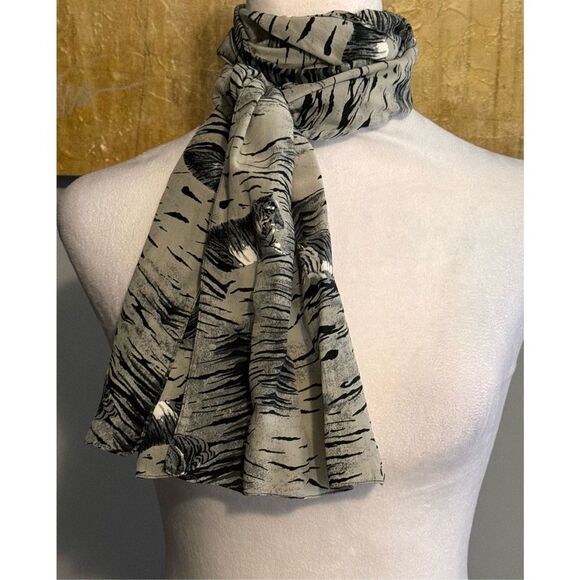 Animal Print Sheer Scarf - Picture 3 of 11